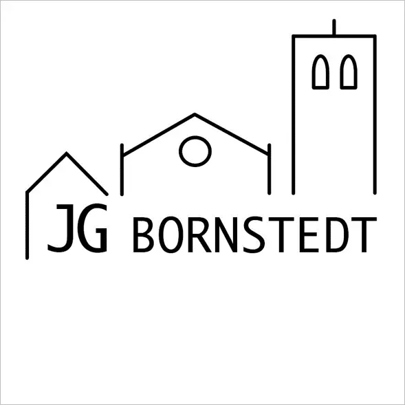 stilisiertes Kirchengebäude Potsdam-Bornstedt als Logo der Jungen Gemeinde